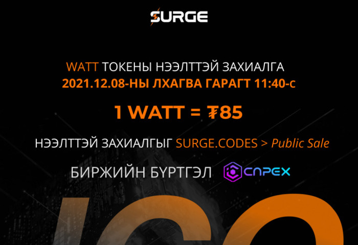 Эрчим хүчний дэд бүтцийн төвлөрлийг сарниах Surge WATT-ийн нээлттэй захиалга эхэлнэ